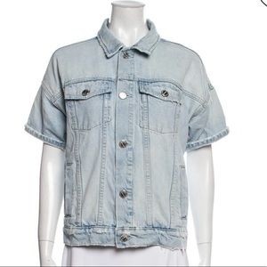 Jean Jacket With Fabric Sleeves 